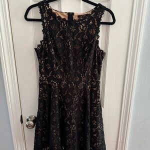 City Studio Lace Overlay Fit and Flare Dress